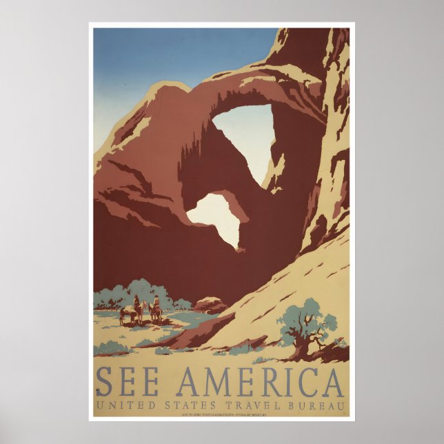 Se Amerika Affisch Resa Arches National Park Konst (Framsidan)