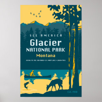 Se Amerika - Glacier National Park Travel Poster
