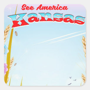 Se Amerika! - Kansas Fyrkantigt Klistermärke