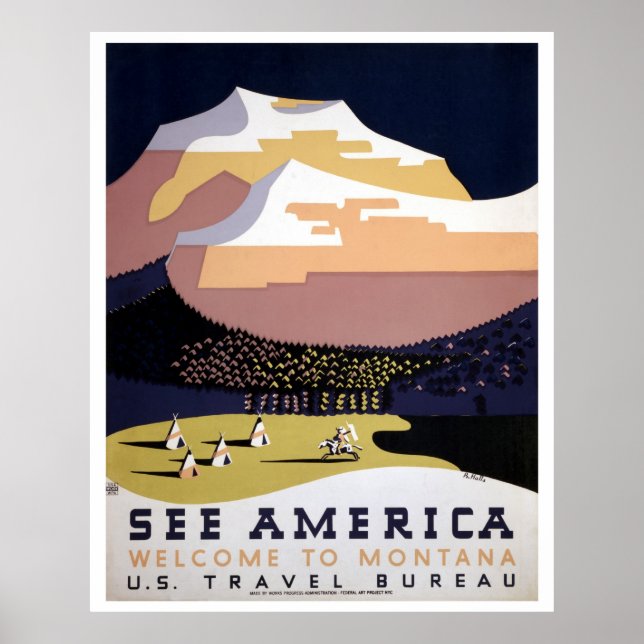 Se Amerika, Montana WPA-resa Poster (Framsidan)