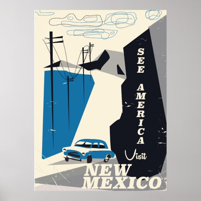 Se Amerika - New Mexico Vintage resemål Poster (Framsidan)