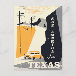 Se Amerika - Texas 1950-tal vintage reseaffisch Vykort
