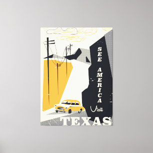 Se Amerika - Texas 1950-tals vintage reseaffisch Canvastryck