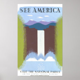 Se Amerika USA Vintage affisch återställd