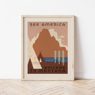 Se Amerika Välkommen till Montana Resor från en Poster