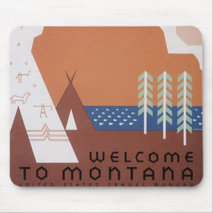 Se Amerika Välkommen till Montana, Vintage Resa Musmatta