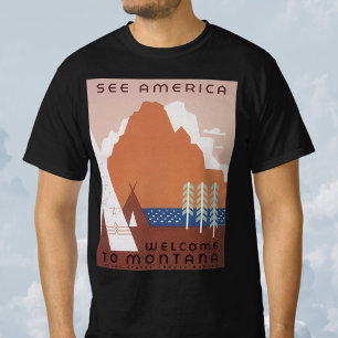 Se Amerika Välkommen till Montana, Vintage Resa T-shirt