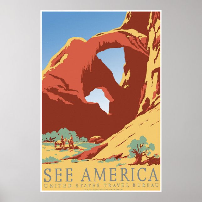 "Se Amerika" Vintage WPA Travel Poster (Framsidan)
