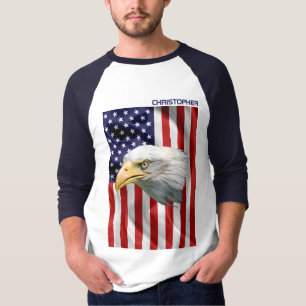 Se amerikanska Eagle, USA flagga, patriotisk T Shirt