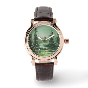 Se Ann Hayes Painting Grönt Forest Armbandsur