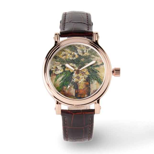 Se Ann Hayes Painting Gula blommor Armbandsur (Framsida)