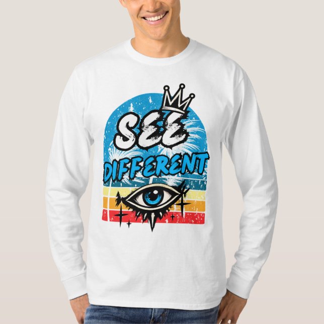 Se annorlunda retro långärmad t-shirt (Framsida)
