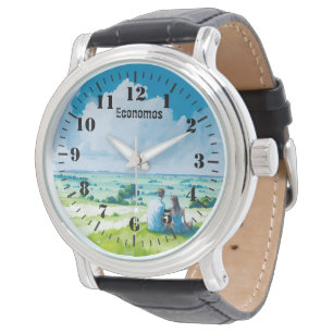 Se Anpassad design Ansikte Watercolor Älskare Armbandsur
