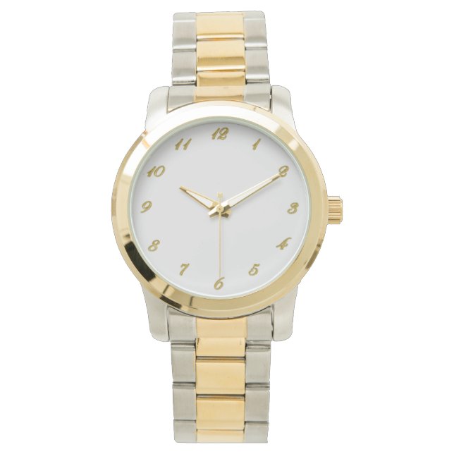 Se Ansikte-mallens Guld-nummer Armbandsur (Framsida)