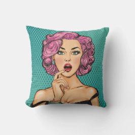 Se Back Pop Art Dam i Black Dress Pillow Kudde