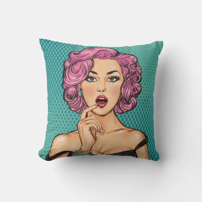 Se Back Pop Art Dam i Black Dress Pillow Kudde (Framsida)