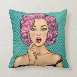 Se Back Pop Art Dam i Black Dress Pillow Kudde