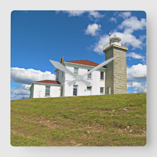 Se Backe fyr, Rhode island Wall Clock Fyrkantig Klocka