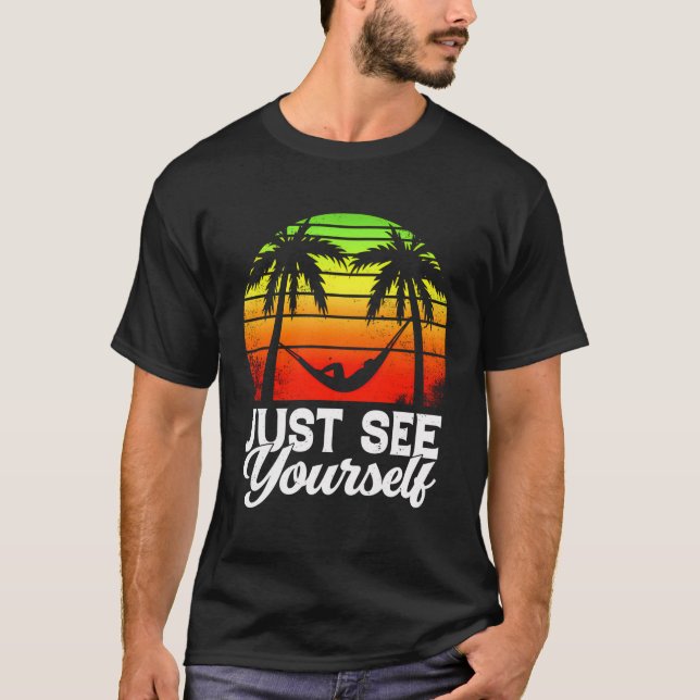 Se bara Yousef Retro Sunset Handflatan Träd ha T Shirt (Framsida)