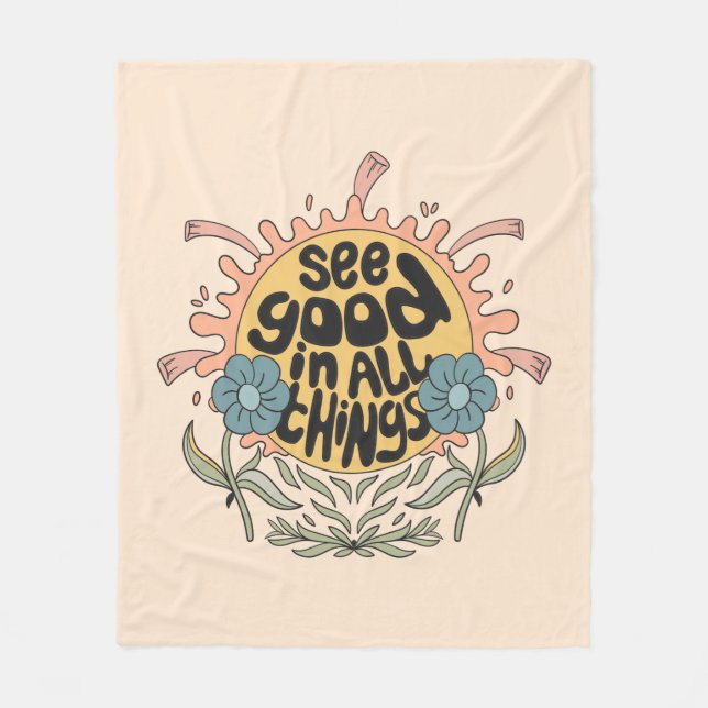 Se Bra i all Sak Hippie-grafik Fleecefilt (Framsidan)