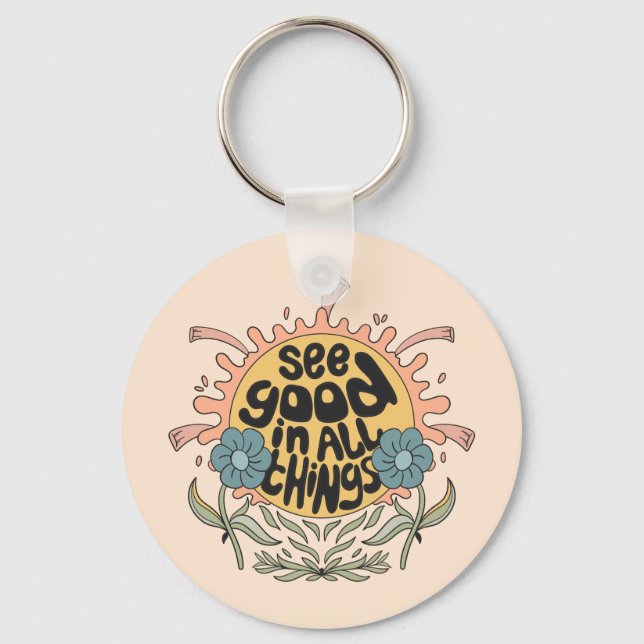 Se Bra i all Sak Hippie-grafik Nyckelring (Framsida)