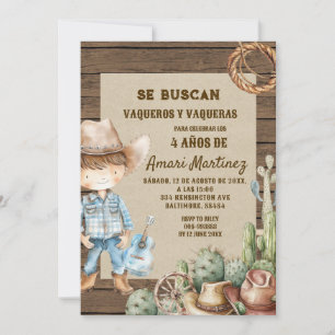 Se Buscan ville ha spanska Westerna Cowboy Birthda Inbjudningar