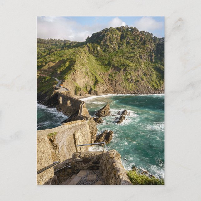 Se de fantastiska trapporna i Gaztelugatxe, Spanie Vykort (Framsida)