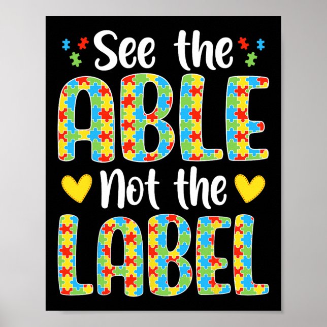 Se De Förmåga Istället För Etiketten Autism Accept Poster (Framsidan)
