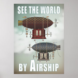 Se den Noir rougen Steampunk för världsairshipen Poster