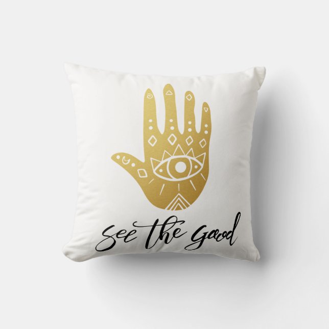 Se det goda Hamsa Kudde (Framsida)