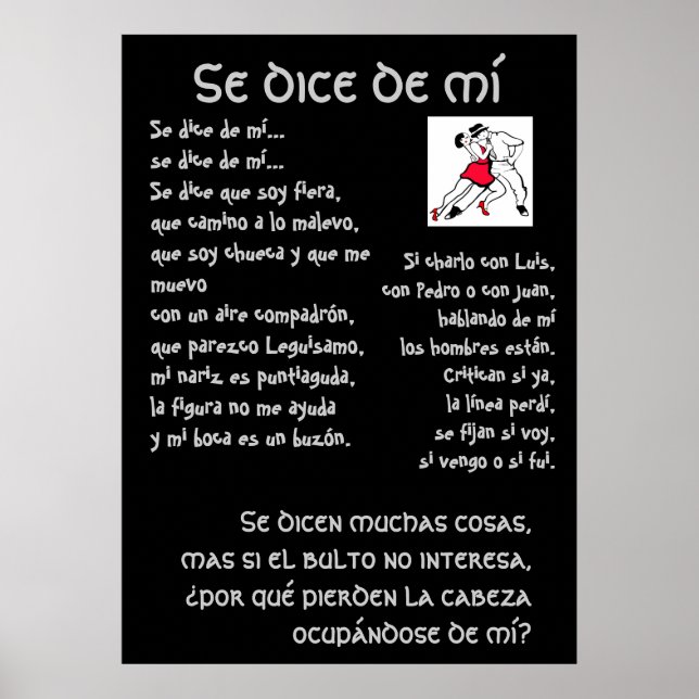 Se dice de mi Lyrics Tango Poster (Framsidan)