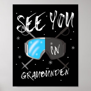 Se dig i Graubünden Schweiz Vacation Ski Gog Poster