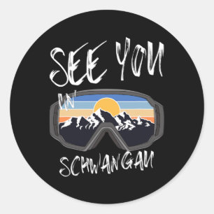 Se dig i Schwangau Tyskland Vacation Ski Goggles Runt Klistermärke