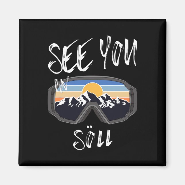 Se dig i Söll Tyrol Vacation Ski Goggles Magnet (Framsidan)