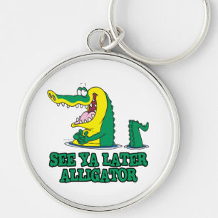 se dig senare alligator rund silverfärgad nyckelring