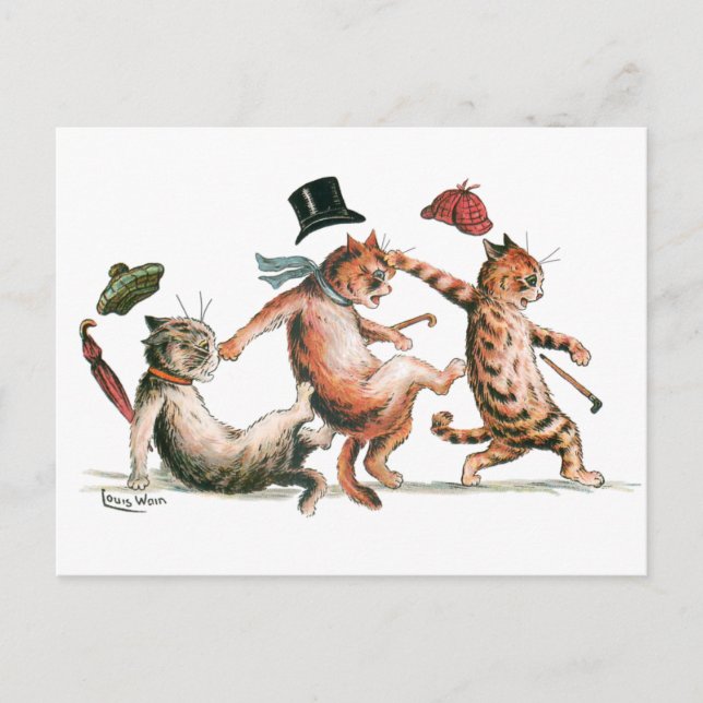 Se dina Steg Cats av Louis Wain Vykort (Framsida)