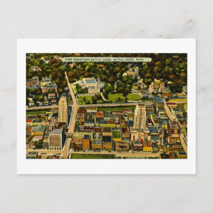 Se Downtown Battle Creek, Michigan Vintage Vykort