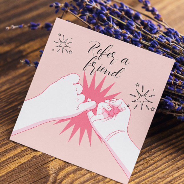 Se en bild av Händerna för vänstra persikor Rabattkort (Refer A Friend Peach Pastels Hands Illustration Referral Card)