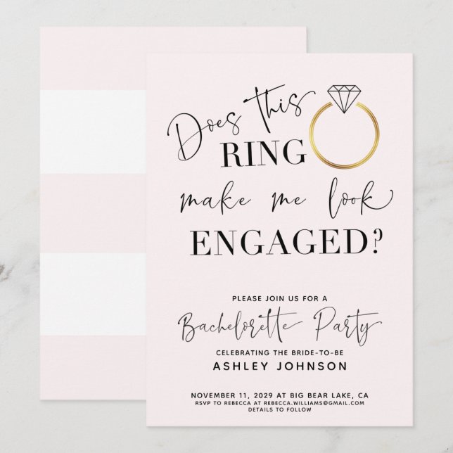 Se engagerad framtid, fru Ring Bachelorette Party Inbjudningar (Fram/baksida)