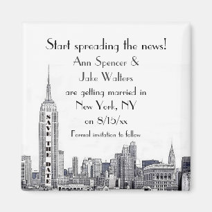 SE ETT REVIDERAT LÄNK! NYC Skyline Etched 01 Spara Magnet