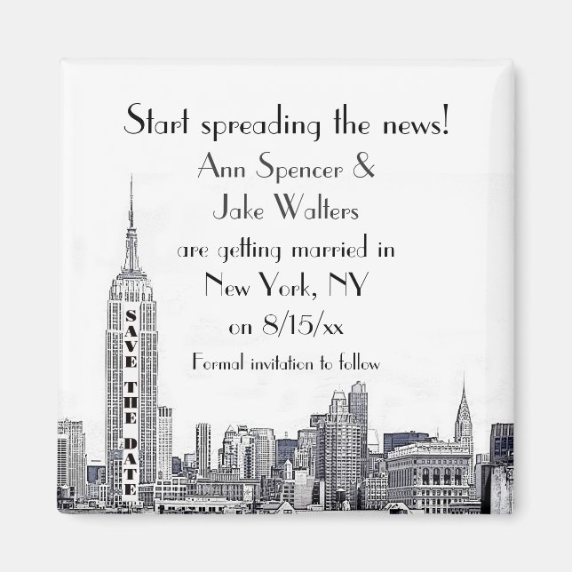 SE ETT REVIDERAT LÄNK! NYC Skyline Etched 01 Spara Magnet (Framsidan)
