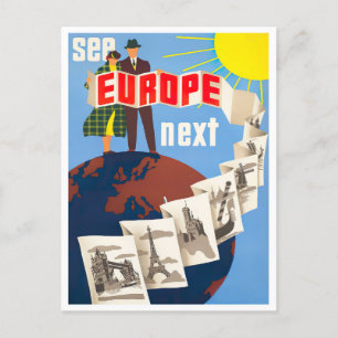 Se Europa nästa vintage resor-vykort Vykort