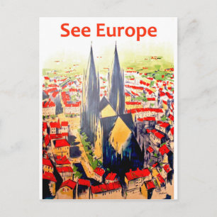 Se Europa, vintage rese postkort Vykort