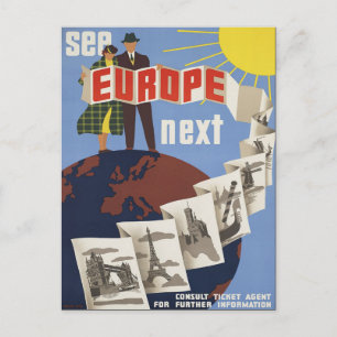 Se Europa Vintage resor Poster vykort
