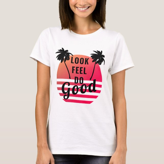 Se Feel Do Bra Summer Sunset Handflatan Positive T Shirt (Framsida)