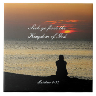 Se första kungariket av Gud, Matthew 6:33 Sunrise Kakelplatta