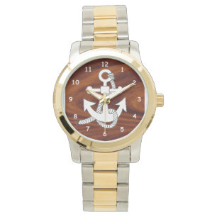 Se - Frakt Anchor på trä Armbandsur