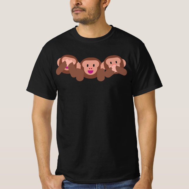 Se Hear & Speak No Evil monkey Emojis 🐵 Shirt T (Framsida)