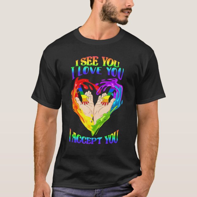 Se I Kärlek, du jag accepterar dig - Pridet HBT Al T Shirt (Framsida)