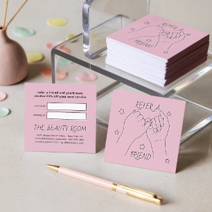 Se illustration av en vän med  rosa Söt händer Rabattkort